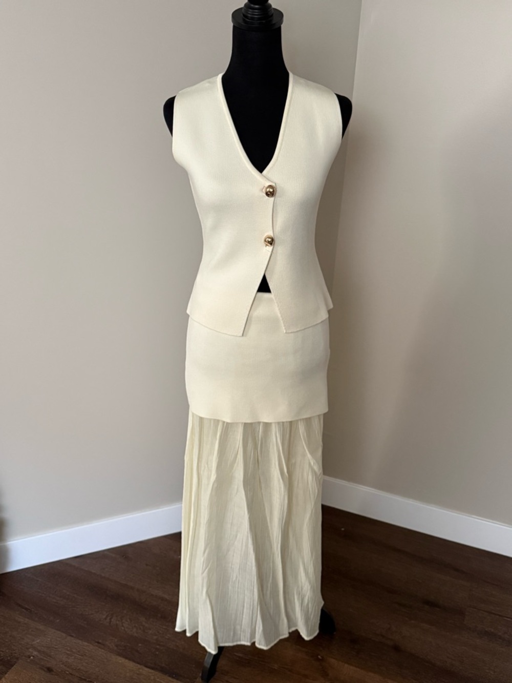 Zara Cream Maxi Skirt Set